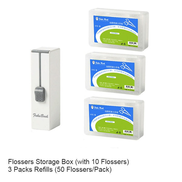 Reusable Automatic Dental Flosser Picks Storage Box, with Flosser Refills