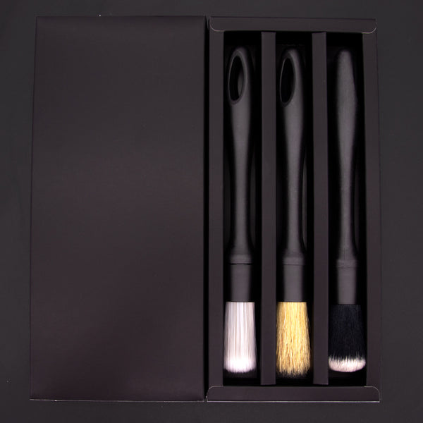 Car Detailing Brush Set, with 3 Types of Bristles, for Wheels, Interior, Leather, Trim