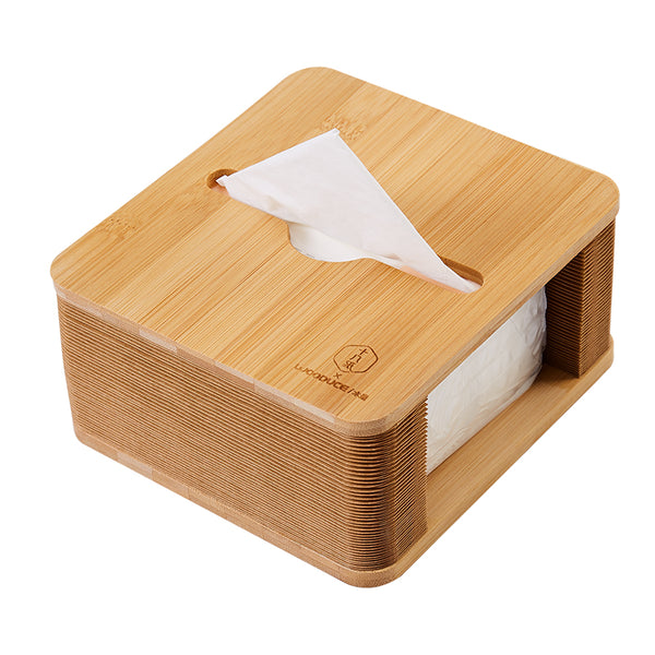 Accordion Wooden Tissue Box Cover Holder, for Home, Office, Bathroom, Kitchen & Car