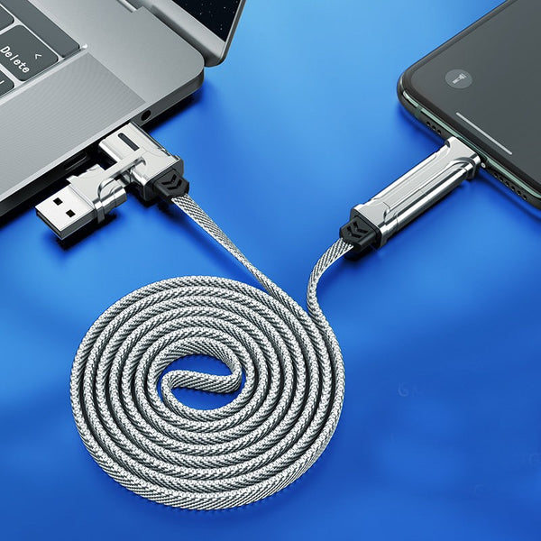 4-in-1 Charging Cable, with Type-C, USB & Lightning Connectors, for Phone, Tablet & Laptop