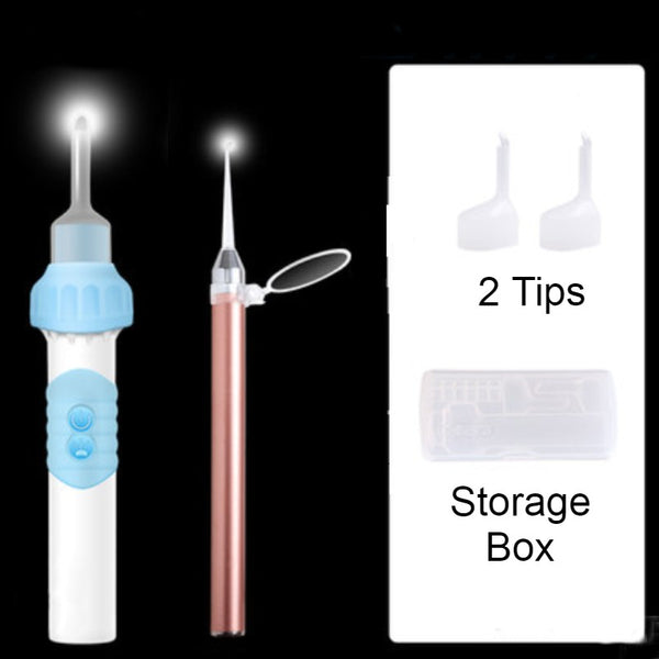 Electric Ear Pick, with LED, 2 Tips, Auto-suction, & Earwax Storage Slot, for Kids & Adults