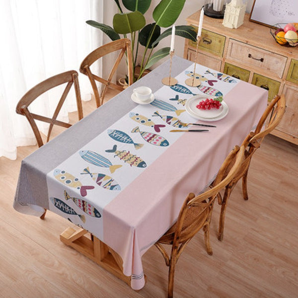 PVC Water-proof Oil-proof Rectangle Tablecloth, Available in Various Stylish Patterns, for Kitchen, Living Room & More