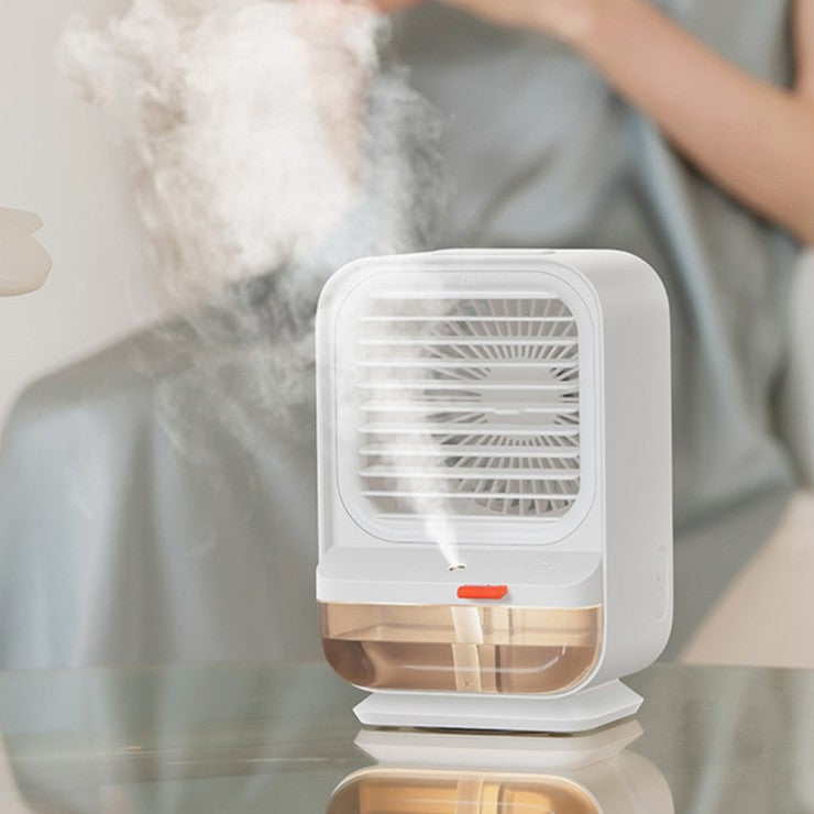 Desktop Humidifier Fan 2-in-1 Rechargeable Compact Desk Fan & Humidifier, with 3 Speed Settin ...