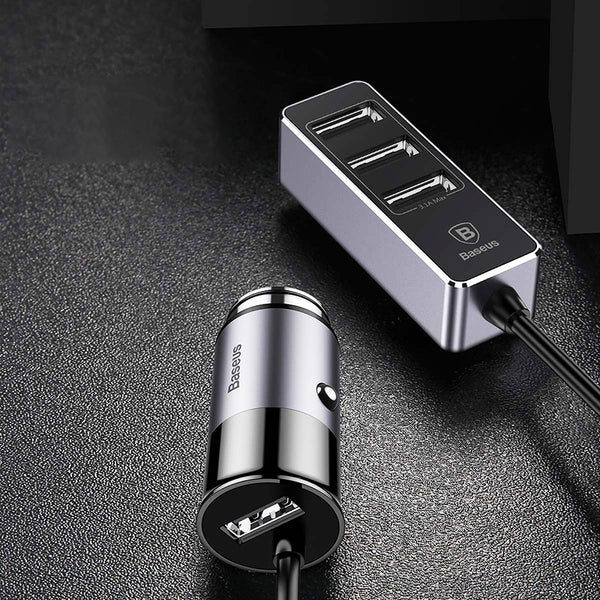 4-in-1 USB Car Phone Charger Splitter, with 4 USB Ports, 1.5m Cable, 5.5A Current & Charging Protection, for Phone, Tablet, Camera & More