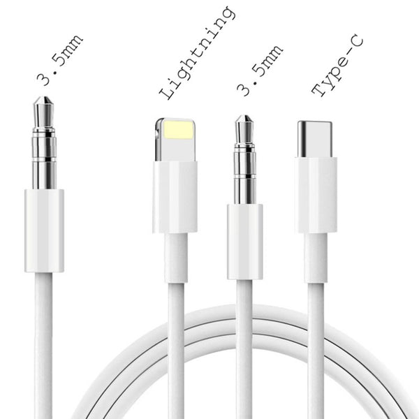 3-in-1 Audio Adapter, with Lightning, Type-C & 3.5mm Connectors, for Apple, Android Phone & Car Use