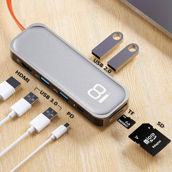 9-in-1 USB-C Adapter Hub, with USB 3.0, 4K HDMI, SD/TF Card Reader, for MacBook, Chromebook, and Other USB Type-C Devices