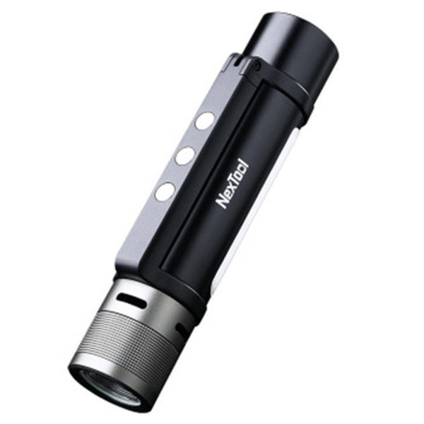 6-in-1 Zoomable Rechargeable Flashlight, with Alarm Mode, Dual Light Source, 360° Rotating Handle & Power Bank, for Camping, Travel & More