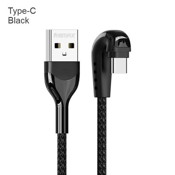 180 Degree 1m Long Angled Phone Charging Cable, with 2.1A Charging, Durable Shell & Braided Cord (1-Pack)