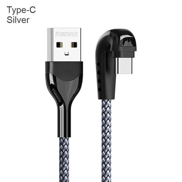 180 Degree 1m Long Angled Phone Charging Cable, with 2.1A Charging, Durable Shell & Braided Cord (1-Pack)