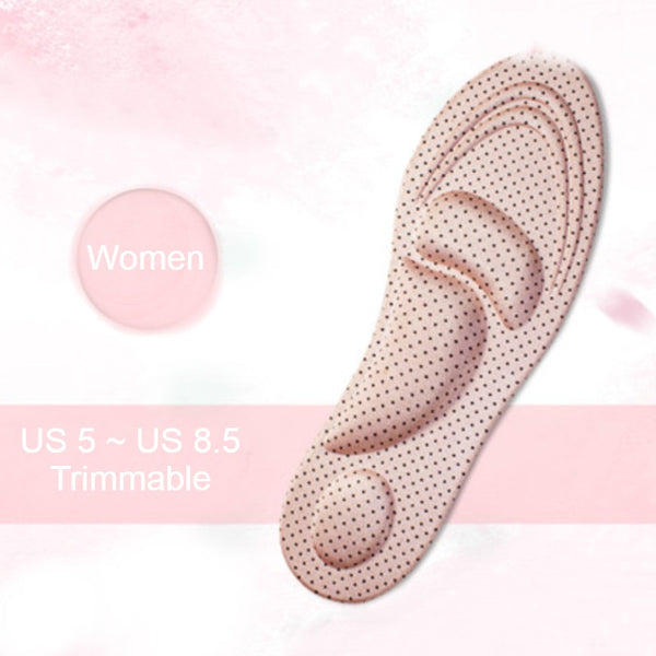 4D Cushioning Insole, with Heel Protection, Sweat Absorption, Deodorization, Breathability and Shock Absorption, for Men & Women (2 Pairs)