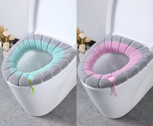 Soft Toilet Seat Cover with Lifter, Warm, Comfortable & Washable, for All Types of Toilet Seats (2-Pack)