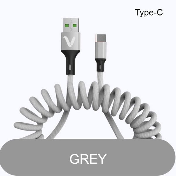 Anti Winding Coiled Spring Charging Cable, Support Data Transmission, for Phone & Tablet