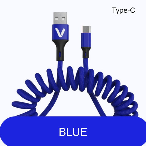 Anti Winding Coiled Spring Charging Cable, Support Data Transmission, for Phone & Tablet