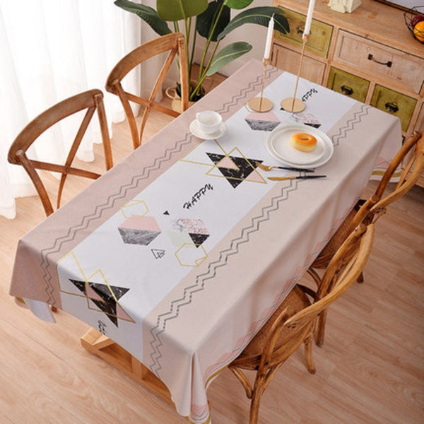PVC Water-proof Oil-proof Rectangle Tablecloth, Available in Various Stylish Patterns, for Kitchen, Living Room & More