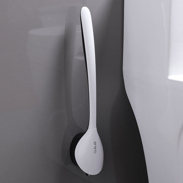 Wall Mounted Toilet Brush Set, with Holder, Soft Bristles & No-punch Installation