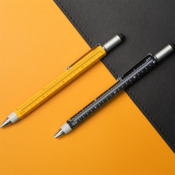 6-in-1 Multi-tool Pen, with 2 Screwdriver Bits, Ballpoint Pen, Stylus Pen, Bubble Level, and Ruler