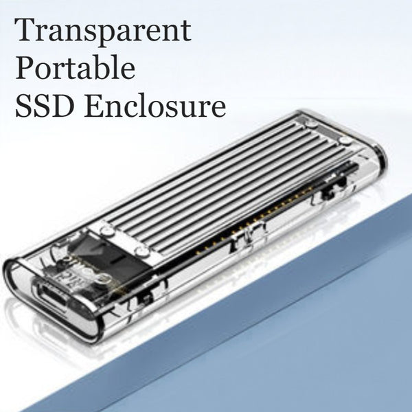 Transparent Portable SSD Enclosure, with Storage Bag, Simple Installation, Fast File Transfer, Auto-Sleep, for Study & Work
