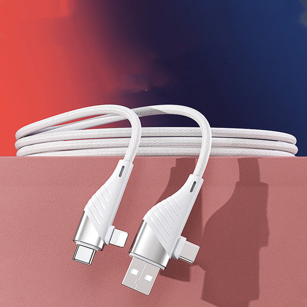 4-in-1 USB Fast Charging Cable, with USB-A, Type-C & Lightning (1.2m)