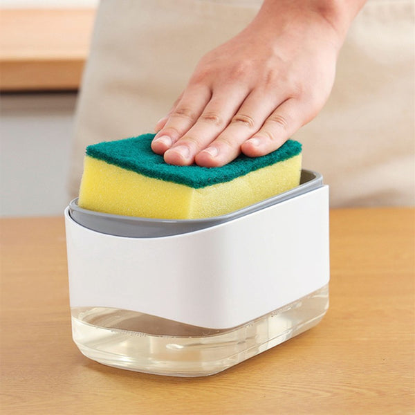2-in-1 Soap Pump Dispenser with Sponge Holder, for Your Kitchen Sink or Bathroom