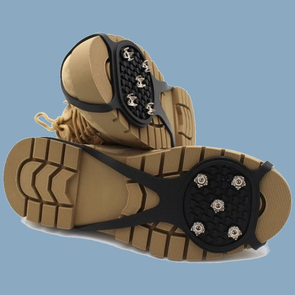 Winter Traction Crampons, with 5 Spikes Per Foot, for Icy City Sidewalks, Snowy Trail, Steep Mixed Mud & More (1 Pair)