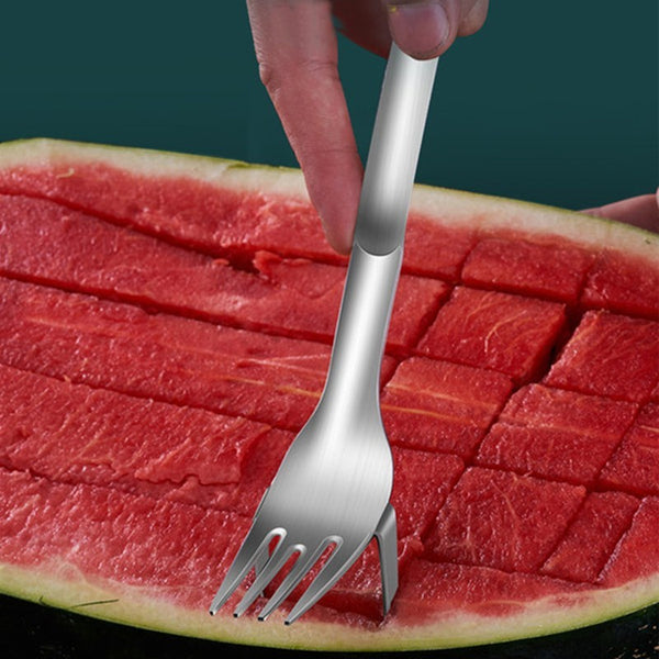 Stainless Steel 2-in-1 Watermelon Fork Cutter, Include 5 Small Fruit Forks
