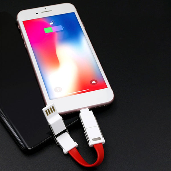 6-in-1 Portable USB/Type-C Charging Cable, with Type-C, Micro & Lightning Connectors, for Phone & Tablet