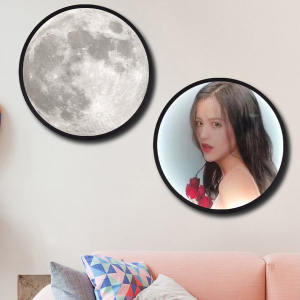 2-in-1 Mirror and Light, with Moon Painting, LED Ambient Light & USB Power, for Home, Office and Bedroom