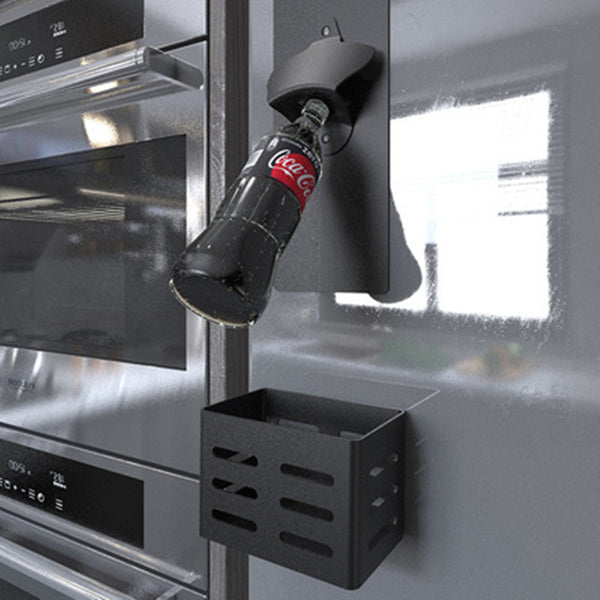 Magnetic Fridge-mounted Bottle Opener & Cap Catcher, for Kitchen, Bar, Gift & More