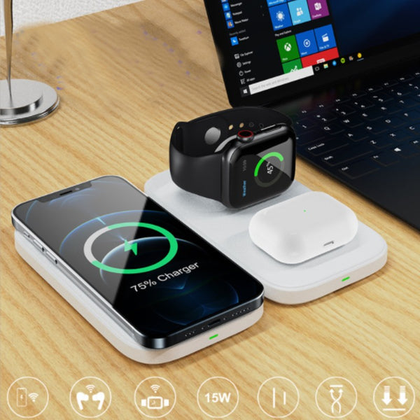 3-in-1 Foldable Wireless Charging Pad, for iPhone, iWatch & Airpods
