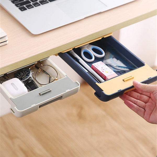 Slim Sliding Under Desk Storage Pull-Out Drawer, for Stationery, Tools & More