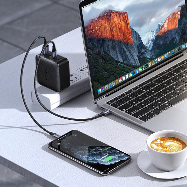 Multi-port USB Wall Charger, with Fast Charging Tech, 3 USB-C & 1 USB-A Port, for Phone, Tablet & Laptop