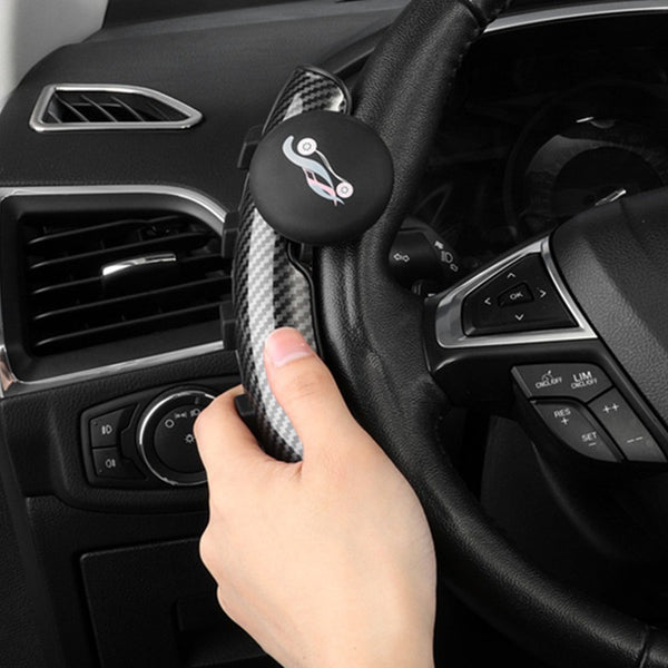Carbon Fiber Non-Slip Steering Wheel Cover Booster with Spinner Knob & Built-in Car Freshener