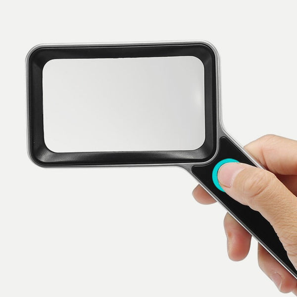 Portable Handheld 3X Square Magnifier, with LED, Rechargeable Design and Dimmable Light, No Distortion, for Reading, Repairing & More