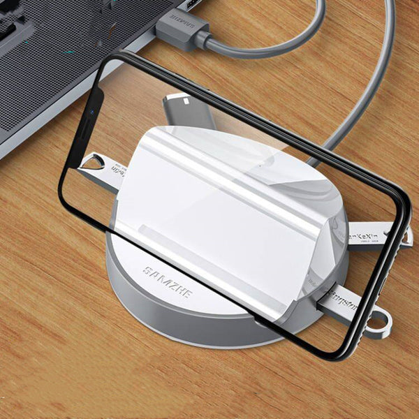 USB 3.0 Hub with 4 USB Ports & Phone Holder, for HHD, Flash Drive, Fan, Keyboard, Mouse