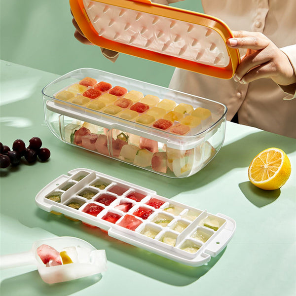 2-Tier 48 Grids Ice Cube Tray, with Clear Ice Cube Storage Box