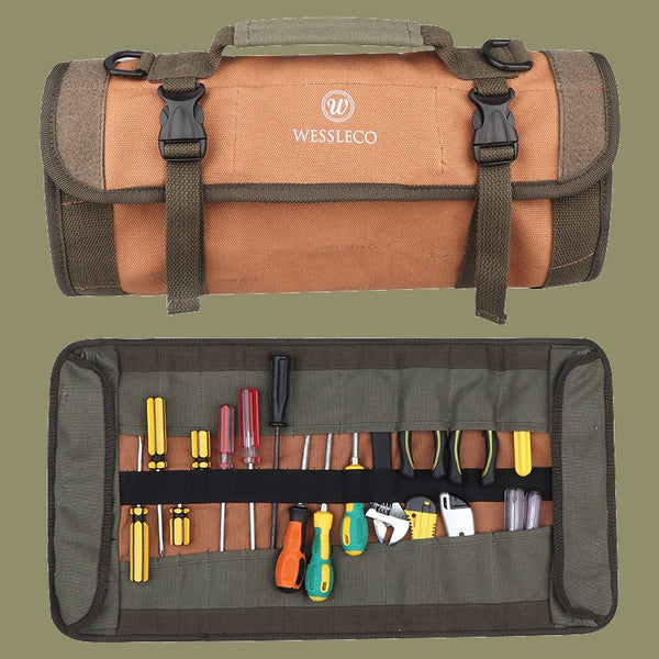 Durable Portable Tool Roll Storage Bag, with 19 Slots & 5 Pockets, for Home, DIY & More