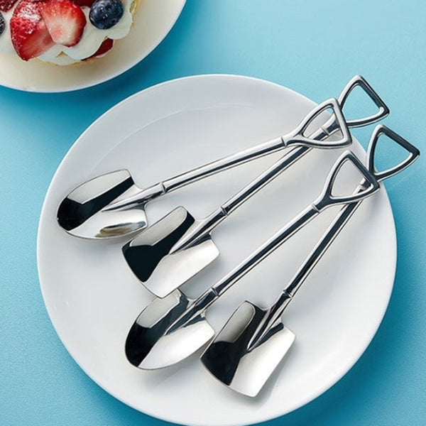 4-Piece Stainless Steel Spoon Set, for Coffee, Ice Cream, Cake, Fruit & More