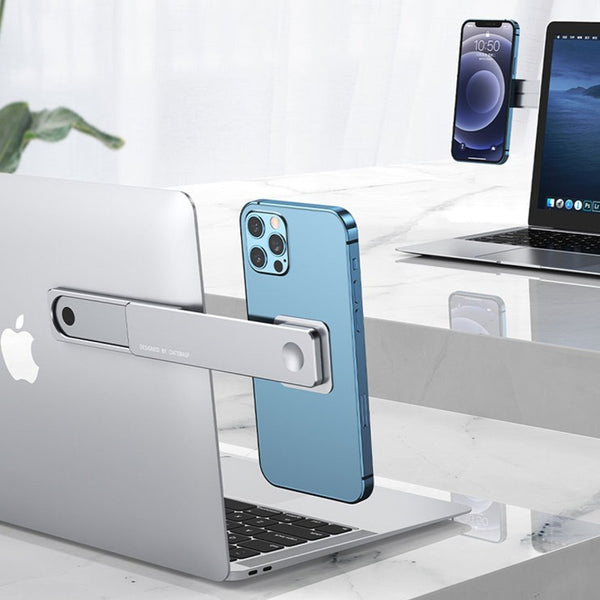 Adjustable Retractable Laptop Side Magnetic Phone Mount, Compatible with All Laptops and Phones