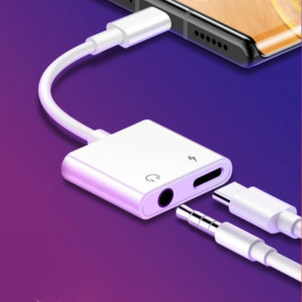 2-in-1 USB Type-C to 3.5mm Aux Audio Jack Adapter, with 18W Fast Charging Function, Compatible with Huawei, Xiaomi, Samsung & More