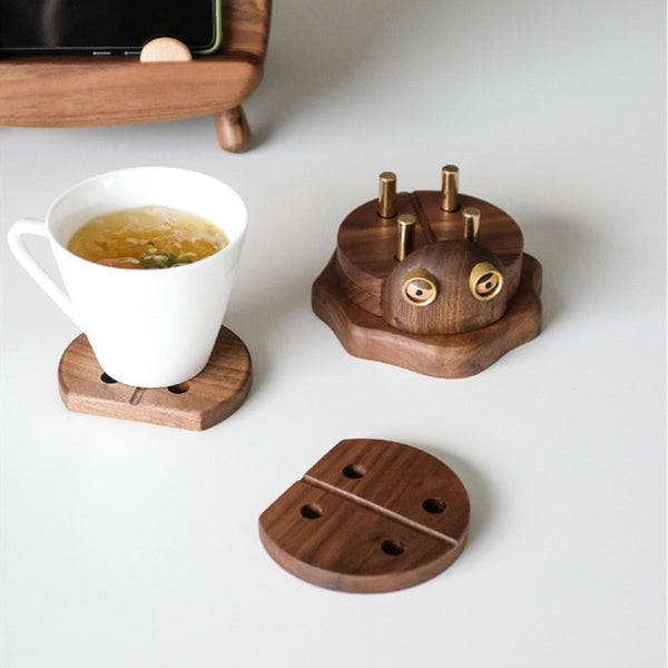 Cute Beetle Wooden Coaster, Set of 4, for Home & Office