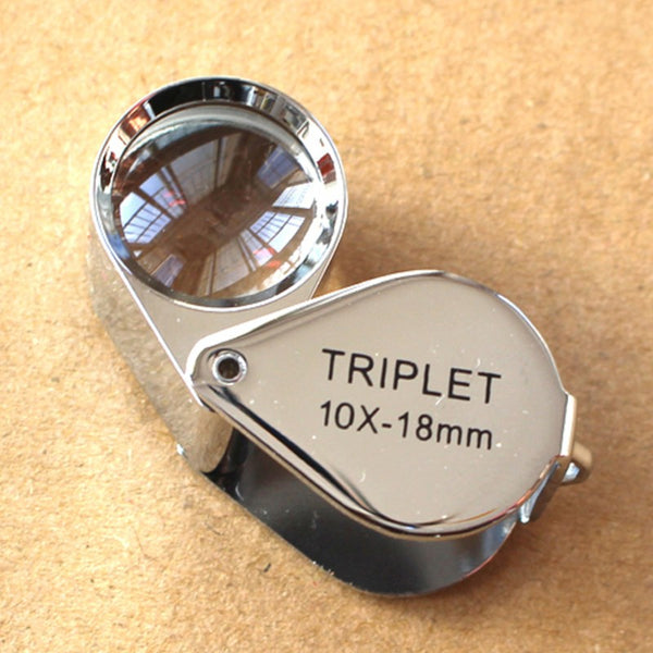 Portable Foldable 21mm Jewelry Loupe 10x Magnifier, with Triplet Lens, for Stamps, Coins, Watches, Hobbies, Antiques, Gems
