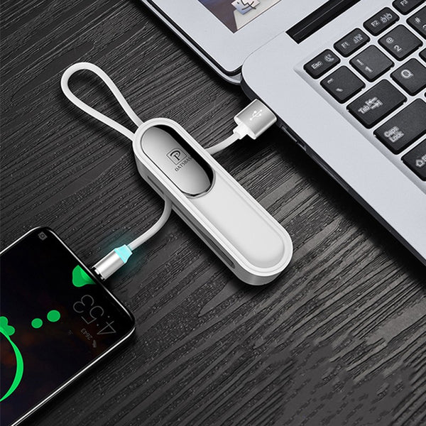 Magnetic Charging Cable with 3 Connectors and Built-in Phone Holder, for iPhone & Android