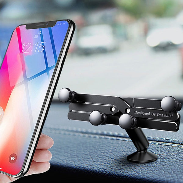 Gravity Phone Holder for Car, with Auto-Clamping Design, Compatible with Most Phones