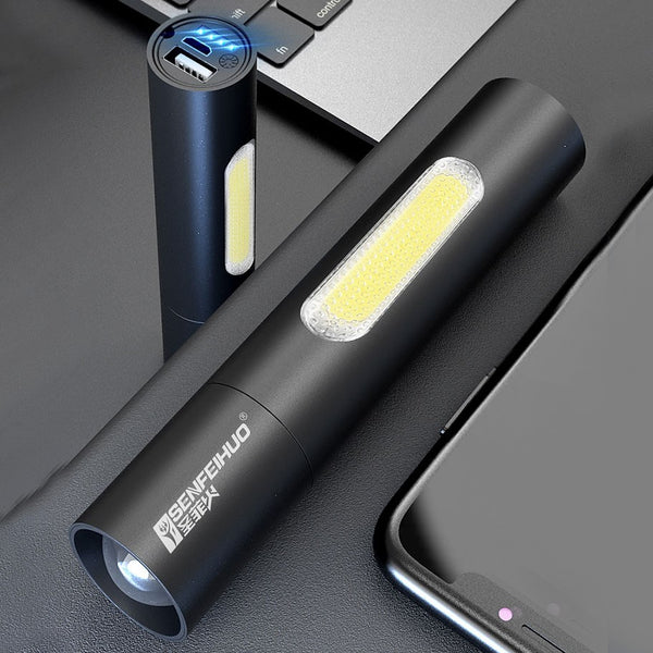 2-in-1 Portable Rechargeable Flashlight & Power Bank, with Varifocal Design, Long Battery Life & Powerful Light, for Home & Outdoors