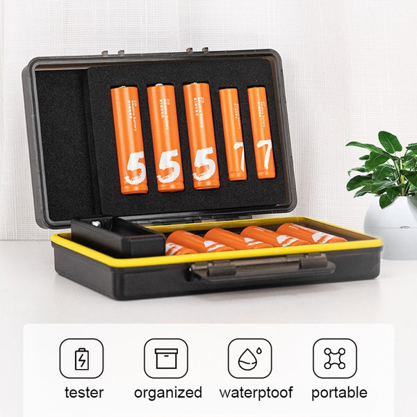 Portable Shockproof Battery Storage Case with Battery Tester (Batteries Not Included)