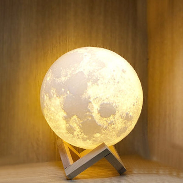 Rechargeable 3D Moon Night Light, with Touch Control & USB Charging Cable, Best Gift for Friends, Kids and More