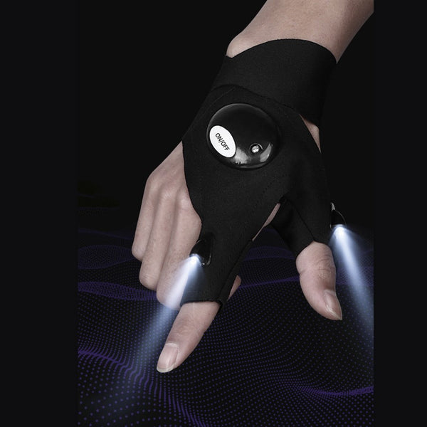 Waterproof Night Flashlight Glove, with 2 LED Flashlights, for Fishing, Repairing and Working in Darkness (1 Glove)