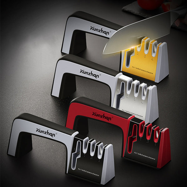 4-in-1 Manual Knife Sharpener, with 3 Sharpening Stages & 1 Scissor Sharpener, for Knives & Scissors