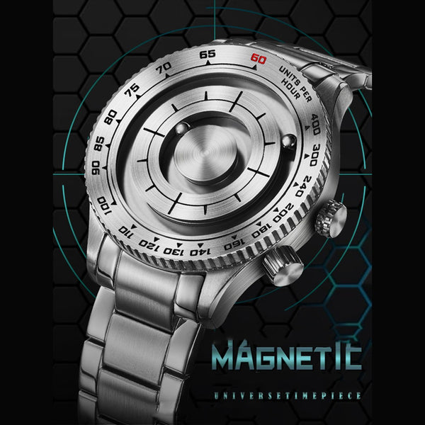 Cool Magnetic Levitation Men Watch, with No Mirror Design, Quartz Movement, Steel Strap & Waterproof