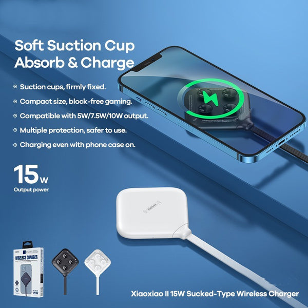 Portable 15W Wireless Charger, with Suction Cups, for Android & Apple Devices